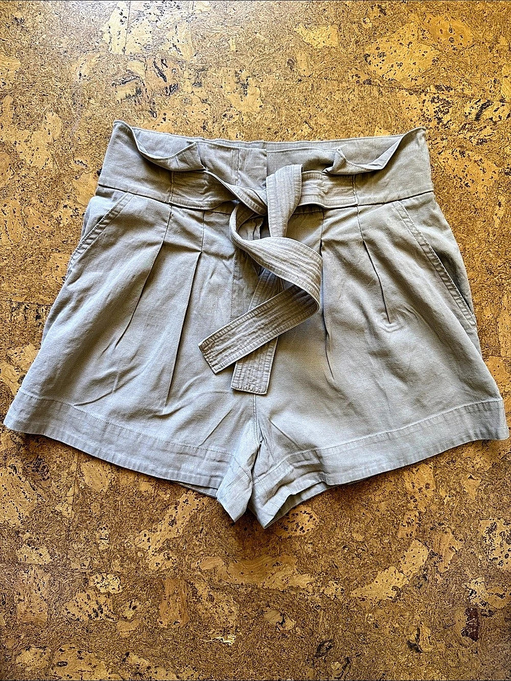 A.L.C. Linen Blend Paperbag Waist Tie Shorts Beige Size 8